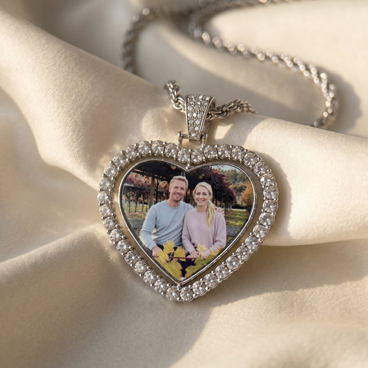 Premium Simple Heart Style | Handmade Sterling Silver Necklace | Custom Photo Necklace