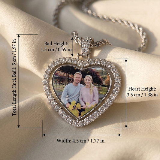 Premium Simple Heart Style | Handmade Sterling Silver Necklace | Custom Photo Necklace